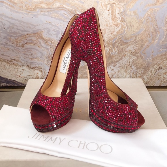 jimmy choo red crystal shoes